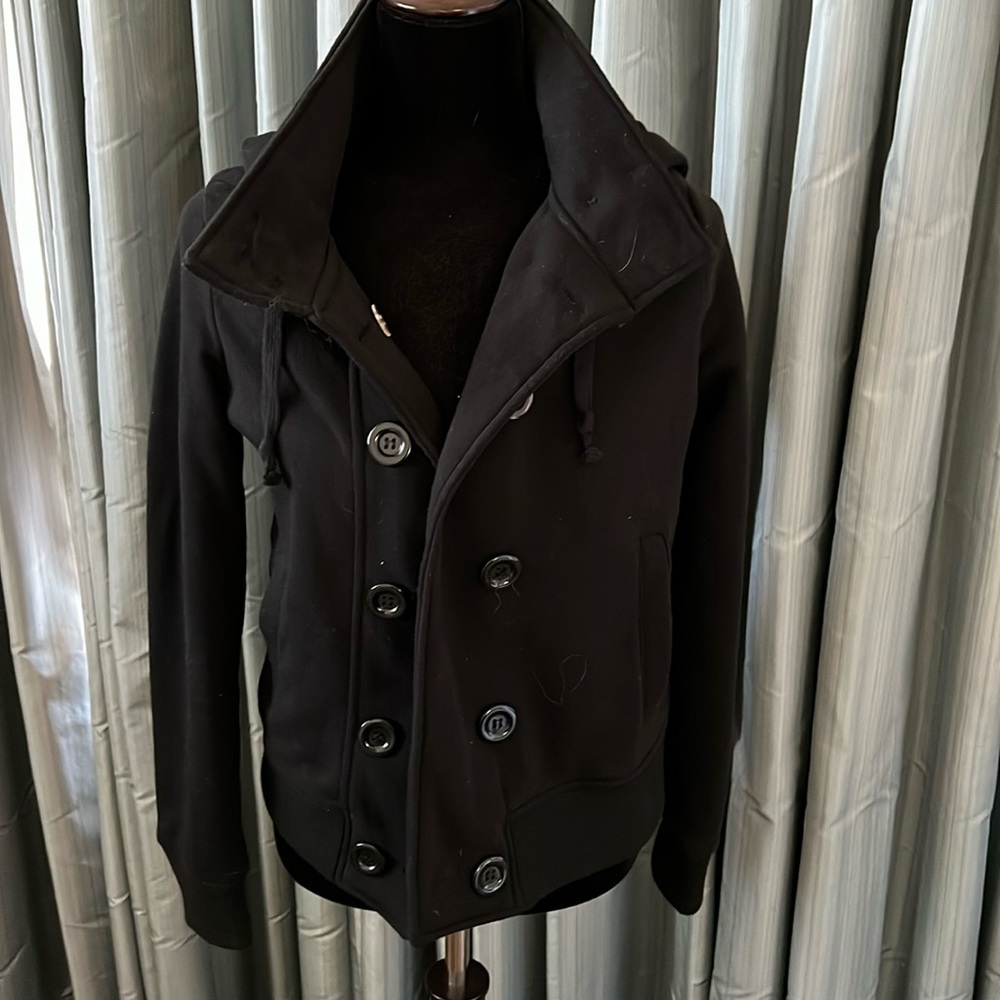 Great black fleece pea coat